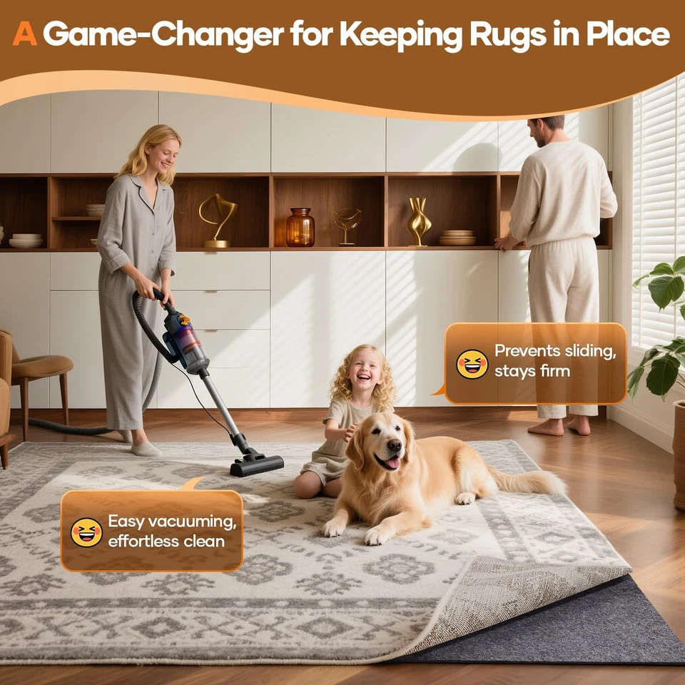 Alfombra acolchada antideslizante almohadilla agarre 10 x 14 pies, fieltro y respaldo de silicona, 1/4... Foto 2 de 4