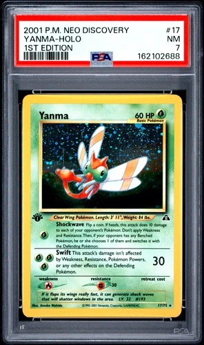 2001 POKEMON NEO DISCOVERY 1ST EDITION #17 YANMA-HOLO PSA 7