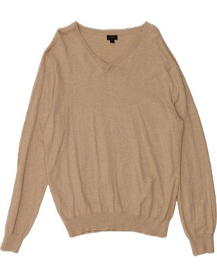 J. Crew Damen Pullover Pulli V-Ausschnitt UK 16 Large beige Baumwolle AP03