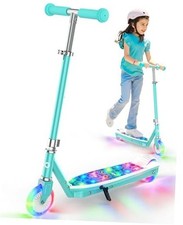 KS2 Kids Electric Scooter with LED Lights Safe 5 MPH Speed, Foot Sensor Cyan
