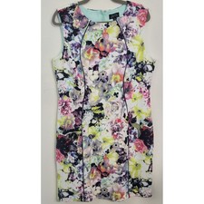 Tahari Arthur S. Levine Dress Womens 16 Colorful Floral Bodycon Sleeveless Dress