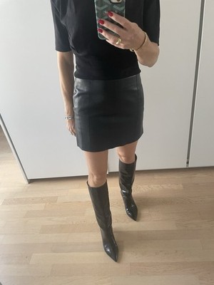 Maje Paris Minirock Leder Schwarz Pencilskirt S 36 Sandro 