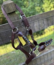 Horse Size Brown Nylon Halter Teal And Brown ...