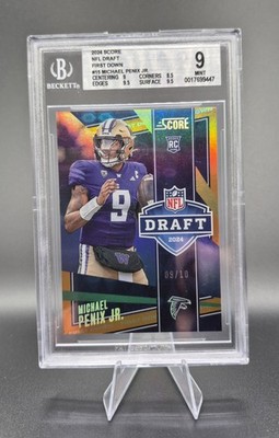2024 Score NFL Draft First Down Michael Penix Jr #15 /10 (RC) Atlanta Falcons