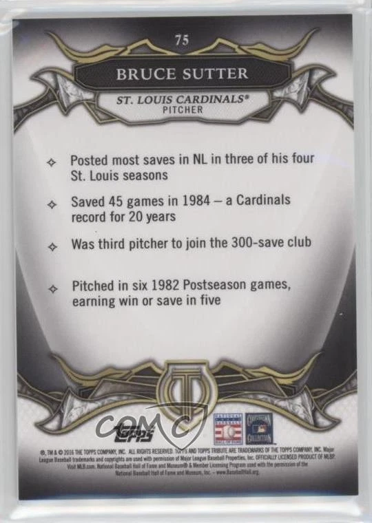 2016 Topps Tribute Bruce Sutter #75 HOF - Image 2 of 2