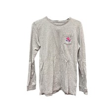 Juniors XL women's M Vineyard Vines Gray Long Sleeve Whale Pocket T Shirt Cotton