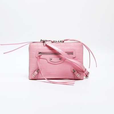 Balenciaga Shoulder Bag Neo Classic City Embossed Leather Pink