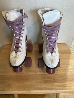 Vintage Roller Derby Quad Skates Model U940 White Purple 1980 s Retro Woman s S8