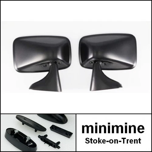 Classic Mini Door Mirror Pair TEX SATIN BLACK 1970-1980 M68990E M68991E matte