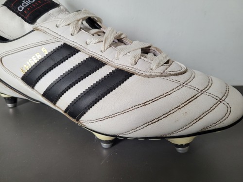 Chaussures de football homme Adidas Kaiser 5 clous à vis en cuir blanc UK 8 - Photo 8/20