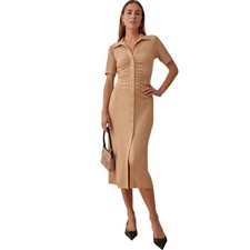 REFORMATION Women’s Cecile Textured Knit Button Front Bodycon Dress