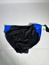 TYR Men's 36 Medium Blue Racer Swimsuit Brief HEXA BLADE SPLICE Speedo Type New