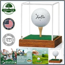 Acrylic Golf Ball Holder with Wood Base for Tabletop Display and Dust Protection