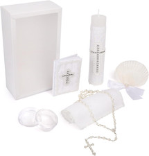 5 PCS Baptism Candle Sets for Boys and Girls,White Baptism Kit Catholic Candl,To