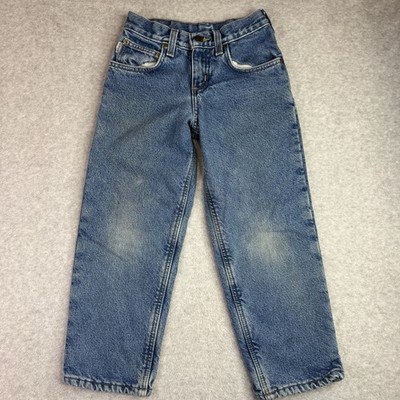 Carhartt Boy's Relaxed Fit Fleece Lined Jeans Youth Sz 8 Blue Heavyweight Denim