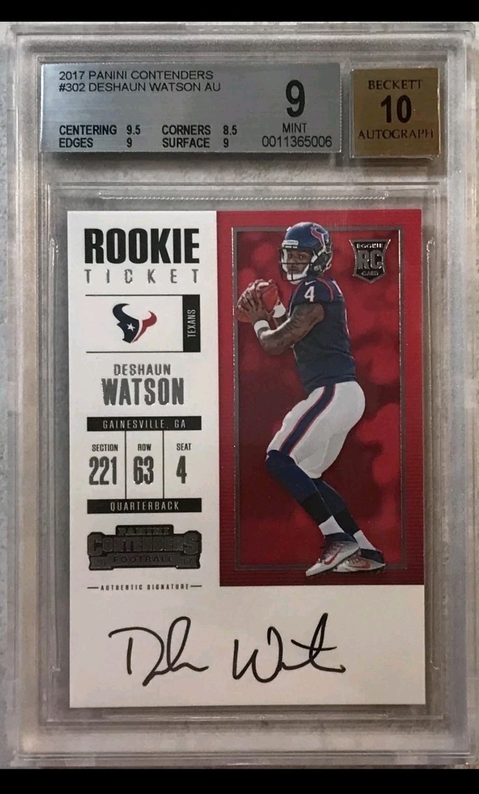 2017 Contenders Deshaun Watson Auto Rookie Ticket RC #302 ⭐️BGS 9 Mint 10 Auto
