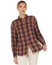 Cleo + Wolf Women's Breezy Springs Plaid Print Flannel Shirt - CLSP22W5