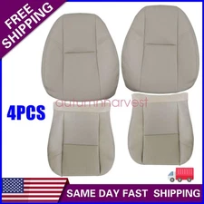 Driver + Passenger Perf Leather Seat Cover Tan Fits 2007 2008 Cadillac Escalade