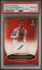 2023-24 Topps Zlatan Ibrahimovic Lost Rookie Card Auto RED /5 PSA 10 Ajax Pop 1. rookie card picture