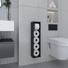 Tuhome Furniture Bali Toilet Paper Holder Shelf Engineered Wood Black