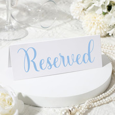 20 Pack Reserved Table Signs for Wedding Blue and White