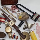 Vintage Estate Junk Drawer Lot Elvis pins Cross pen Mickey Watch 1913 RI Medal — photo 9