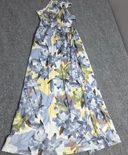 Women’s Floral Halter Maxi Dress Blue Yellow Size Small