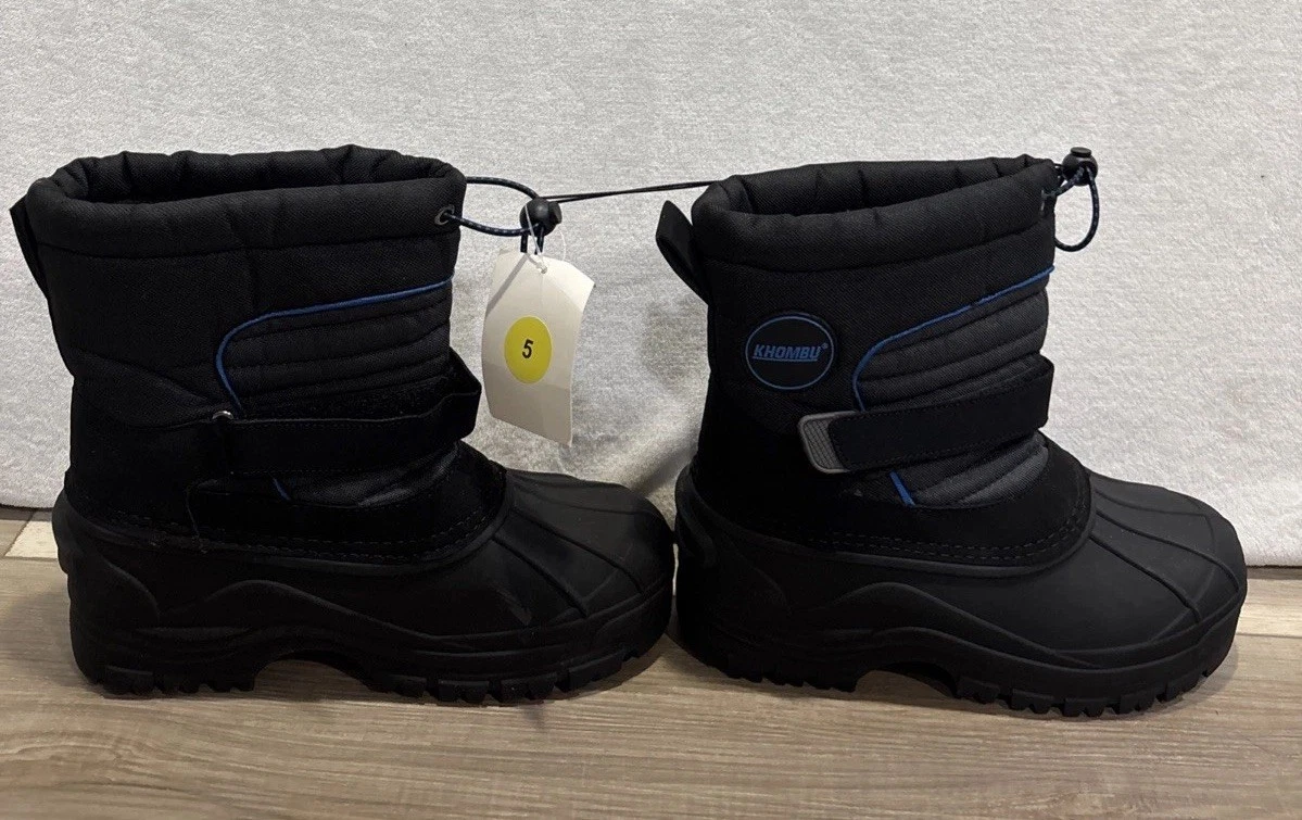 Khombu Men's Size 5M Black/Blue Peter Winter Snow Boots Waterproof NWT