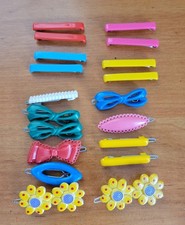 Vintage Lot Kids Barrettes Hair Clips Goody Stay Tight 19 Pieces Bows