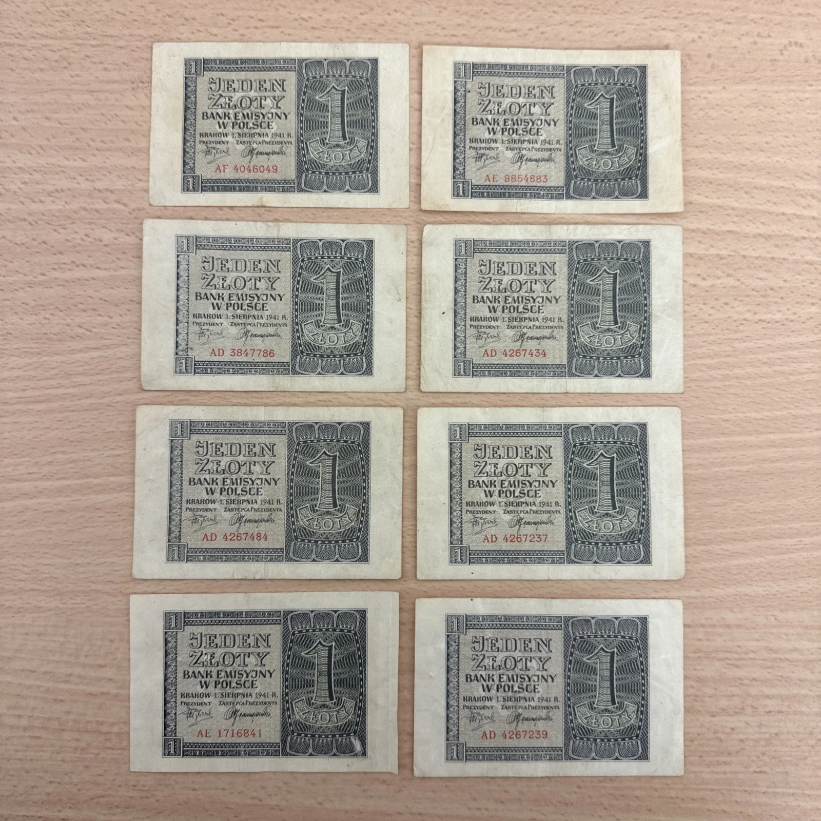 Lot De Billets Polonais Pologne 1 Jeden Zloty 1941