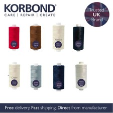 Korbond 1000m Polyester Sewing Threads  8 Pack - Hand and Machine - 8000m