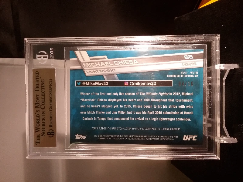 Michael Chiesa 2017 Topps Chrome UFC BLACK Refractor /10 BGS 9.5 GEM MINT POP=1 - Image 2 of 2