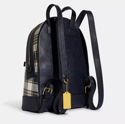 Coach C8588 Kenley Backpack with Garden Plaid Print in Gold  display picture 2