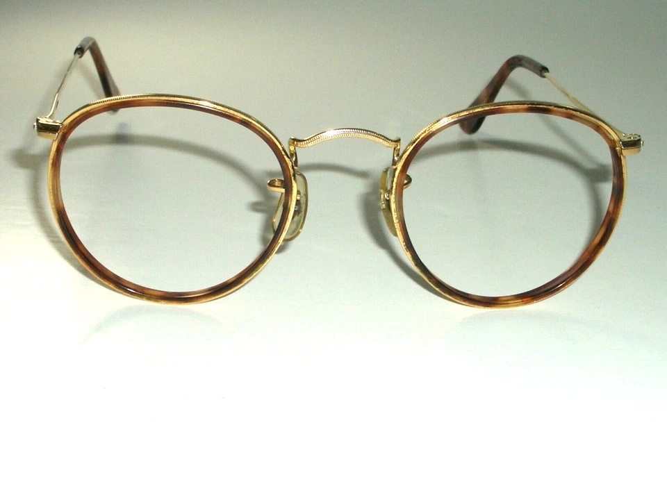 GAFAS DE SOL DE AVIADOR REDONDAS DORADAS/AGRAVIADAS B&L RAY BAN W1674 DE COLECCIÓN DE 50 mm SOLO MARCOS Foto 2 de 4