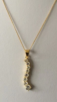 Sterling Silver 14 Gold Plated Simulated Diamond Pendant With 18” Chain - Image 1 of 4