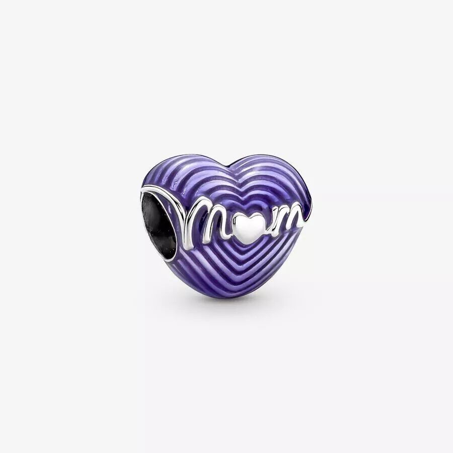 NEW Authentic Pandora 791160C01 Purple Radiating Love Mom Heart