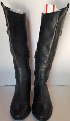 ARTURO CHANG AT-ENCHANTE Boot Womens 7M Black Leather Pull-On Zip Riding Equest