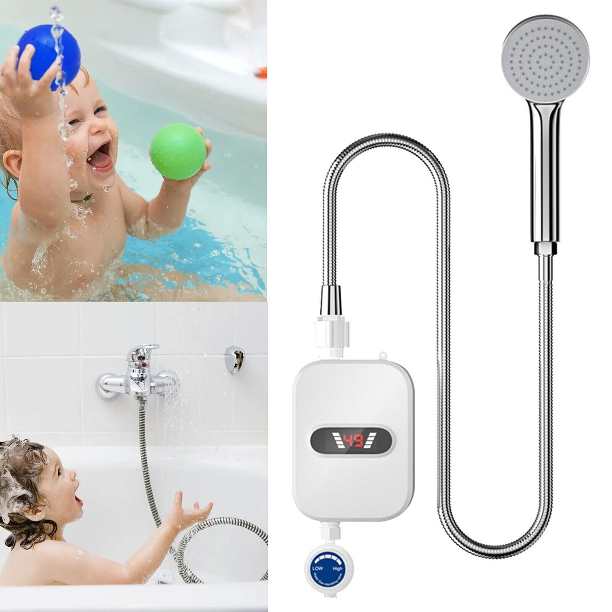 3500W Tankless 3 sec Fast Hot Water Heater Househol Shower Portable Bathroom  | eBay