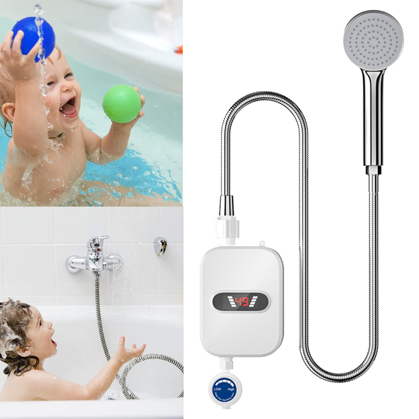 3500W Tankless 3 sec Fast Hot Water Heater Househol Shower Portable Bathroom  | eBay
