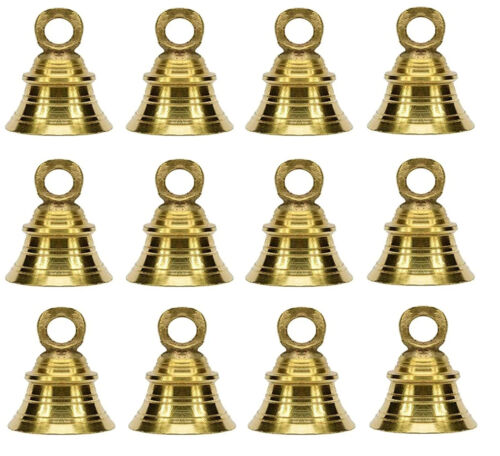 Handmade Brass Decorative Hanging Bell Festival Home Temple Decoration 12 Pcs - Picture 1 of 5