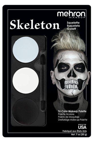 Mehron Tri-Color Make-up Palette „Skeleton“ – 3 Farben Für Grusel- & Karnevals-Make-up, 17 G