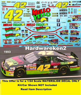 NASCAR DECAL #42 MELLO YELLO 1991 -1994 PONTIAC GRAN PRIX KYLE PETTY 1/24 