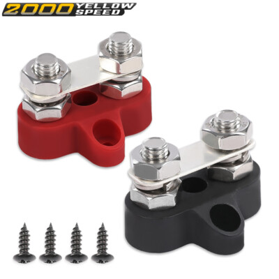 Red Black Junction Block Power Post Insulated Terminal Stud Battery 5/16'' Ring 