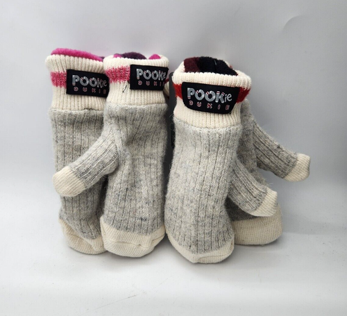 New Pook Dukes - Pookie Dukies Youth Mittens, Red Stripe Buffalo Plaid, Age 3-9 - Picture 2 of 4