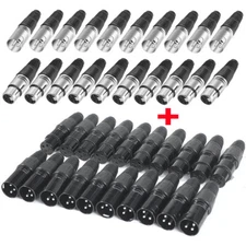 Pairs XLR DMX 3 Pin Male&Female MIC Snake Plug Audio Microphone Cable Connector