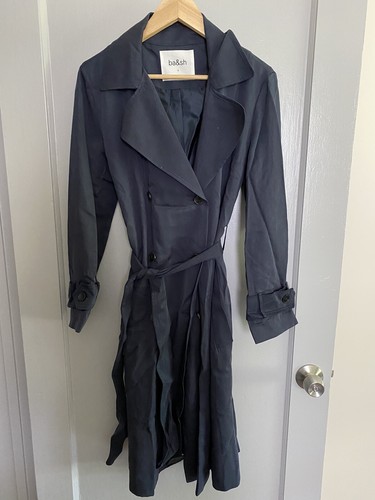 Ba&sh Women's Gray Carbon Zurich Belt TrenchCoat Jacket Size 1 Small Sz 6 - Picture 2 of 5
