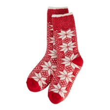 Cuddl Duds Women's Soft Cozy Plushfill Gripper Slipper Socks Snowflake, Sz 9-11