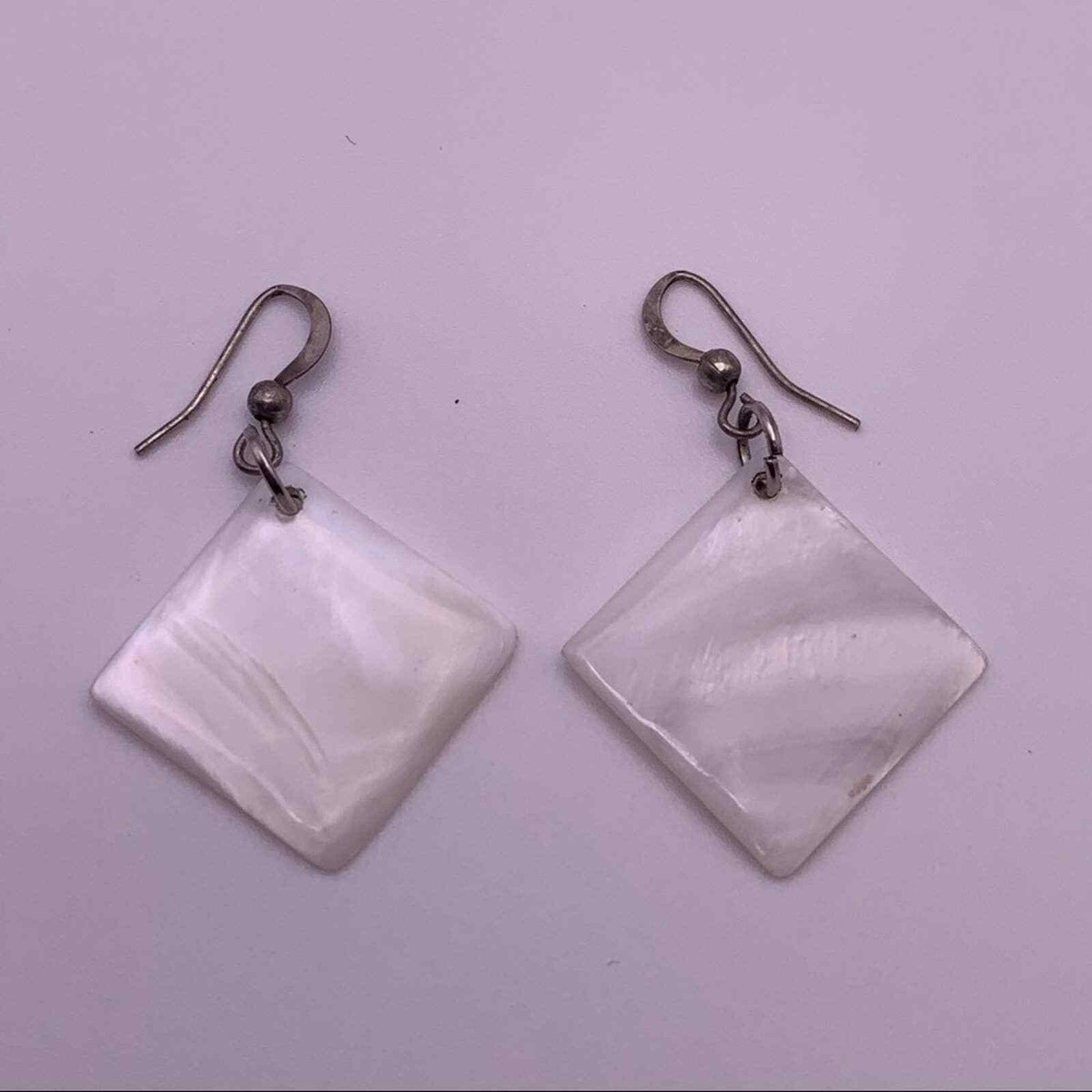 White Triangle Earrings View 2