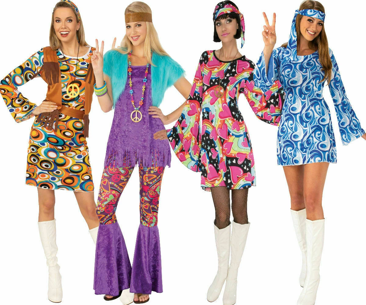 60s 70s Hippie babe Go Go Girl Disco Diva Mod Girl Ladies Costume