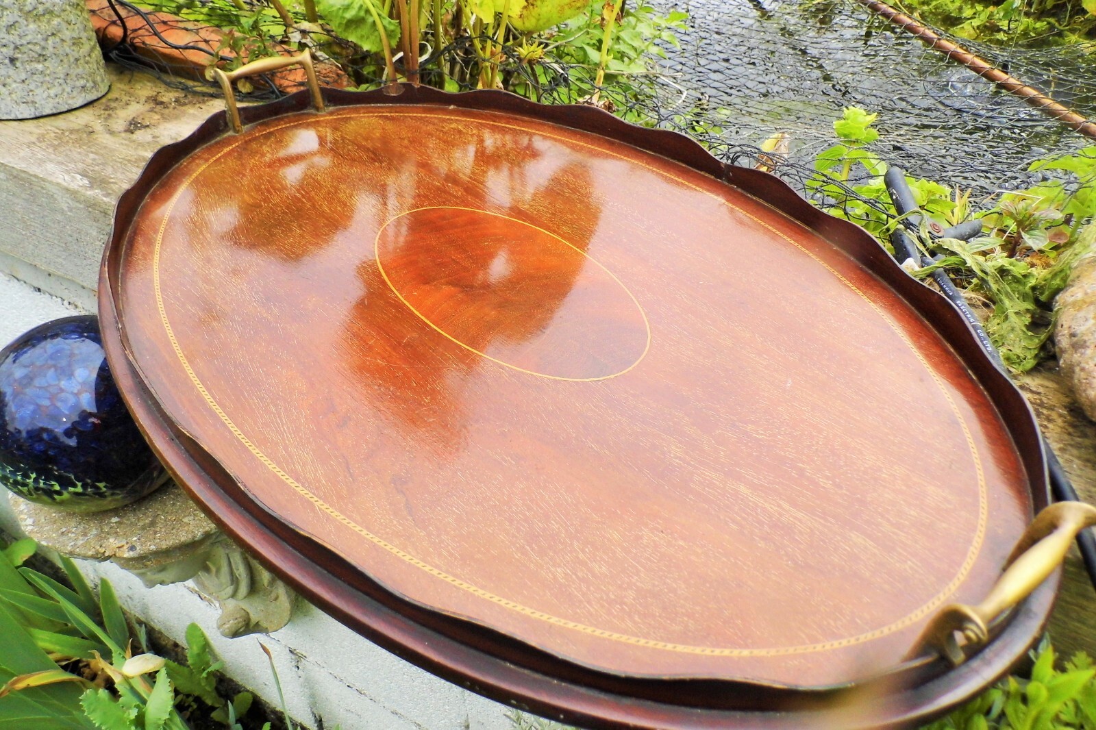 TRAY mahogany Edwardian Serving large 63x41 cm antique Tray eBay